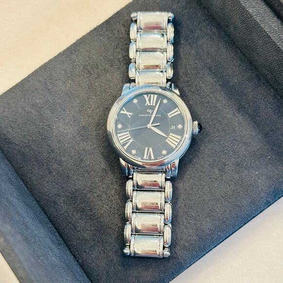 David Yurman Classic Watch Stainless Steel Black Mother of Pearl Dial 38mm